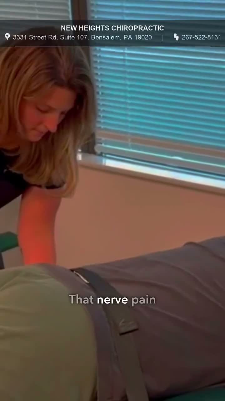 Still from a spine decompression ad filmed at New Heights Chiropractic