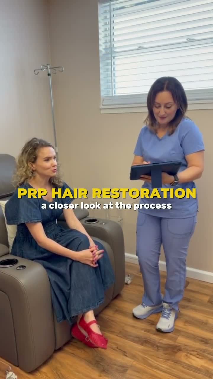 Still from a PRP hair restoration treatment filmed at Ivy Infusions and Wellness